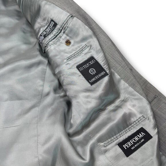 Samuelsohn Harry Rosen Plaid 100% Wool Suit 2-Piece 43R-37” Gray Classic Fit VTG - Picture 7 of 15